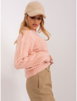 Peach kabelový pletený svetr