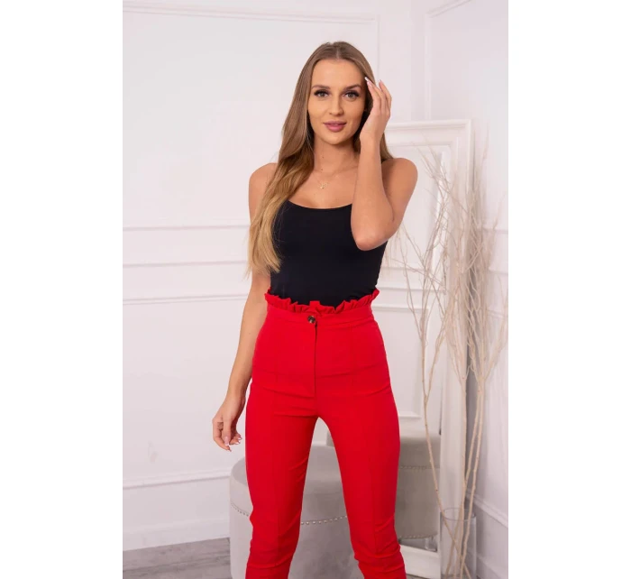 Červené plisované kalhoty