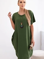 Šaty s kapsami a přívěskem tmavě mátová