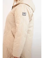 Dámská zimní prošívaná bunda Plus Size s kapucí béžová