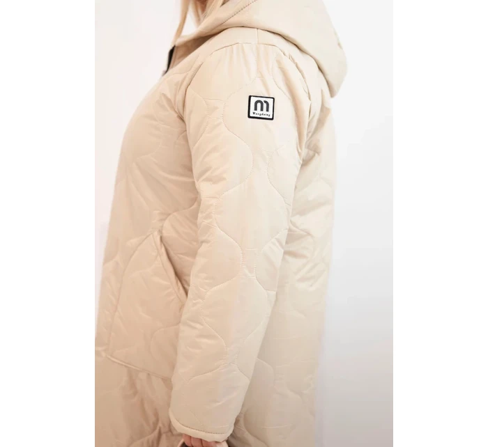 Dámská zimní prošívaná bunda Plus Size s kapucí béžová
