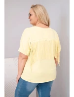 Dámská bavlněná halenka s V výstřihem a třásněmi na zádech žlutá