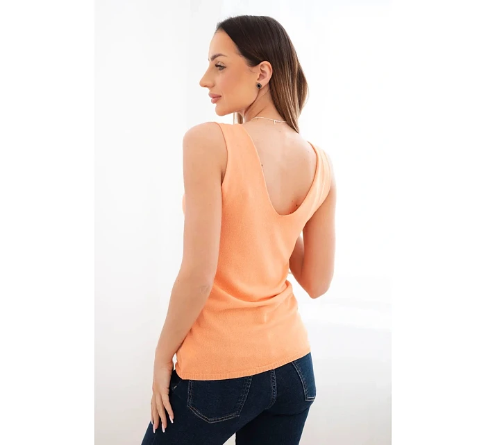 Dámská viskózová halenka bez rukávů s výstřihem do V oranžová