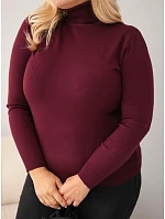 Dámský viskózový svetr Plus Size s rolákem v klasickém střihu švestkový Dámský viskózový svetr Plus Size s rolákem v klasickém střihu švestkový