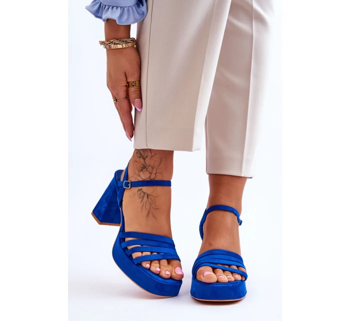Dámské semišové sandály na platformě modré model 21613987 - Boto Dámské semišové sandály na platformě modré model 21613987 - Boto