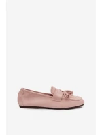 Dámské mokasíny ploché s třásněmi světle růžové model 21919034 - Boto