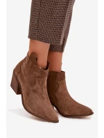 Kovbojky z pravé semišové kůže model 22035885 Khaki - Zazoo