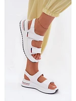 Kožené dámské sandály na platformě na suchý zip bílé Jemela Kožené dámské sandály na platformě na suchý zip bílé Jemela