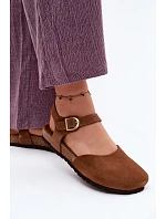 Kožené Semišové Dámské Sandály S Uzavřenými Prsty Maciejka H7365-02 Hnědé