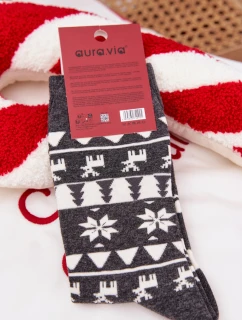 Pánské vánoční ponožky s motivem soba – šedé