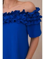 Španělská halenka s malým volánem chrpově modrá Španělská halenka s malým volánem chrpově modrá