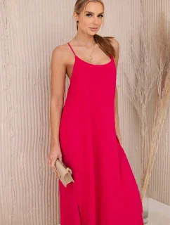 Dlouhé šaty bez ramínek fuchsie