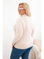 Dámský svetr Plus Size z viskózy s rolákem béžový