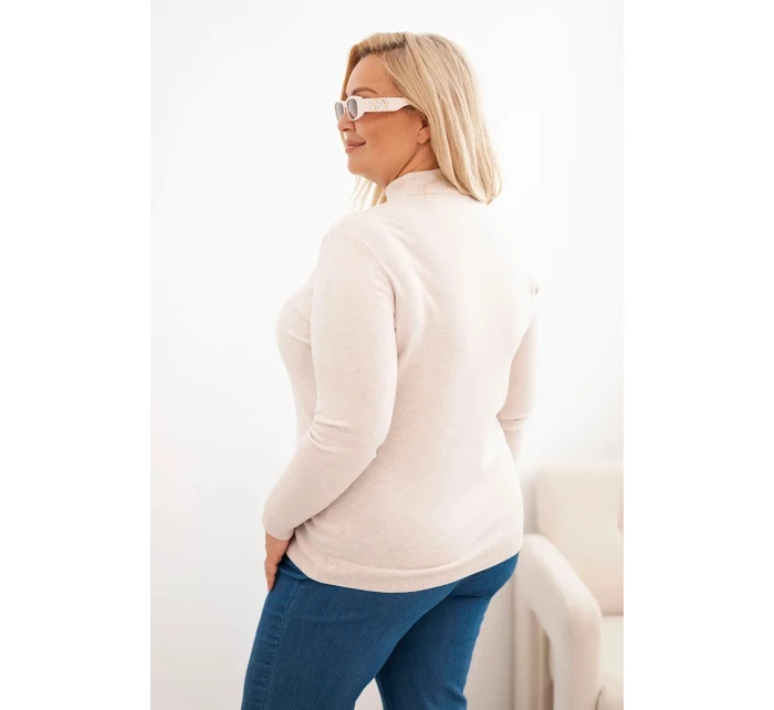 Dámský svetr Plus Size z viskózy s rolákem béžový