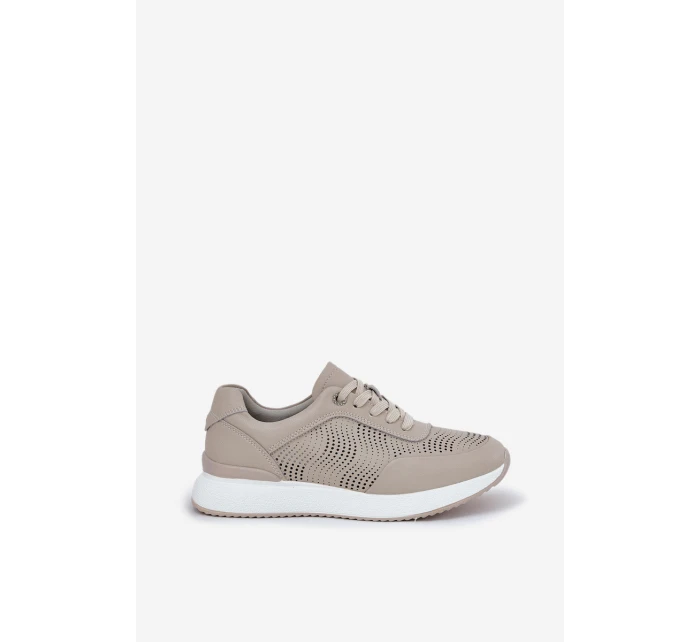 Kožené Sportovní Boty Tenisky Dámské model 21686175 Béžové - S.Barski