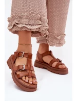 Dámské Sandály Eko Kůže S Přezkami Camel model 21699613 - Boto Dámské Sandály Eko Kůže S Přezkami Camel model 21699613 - Boto