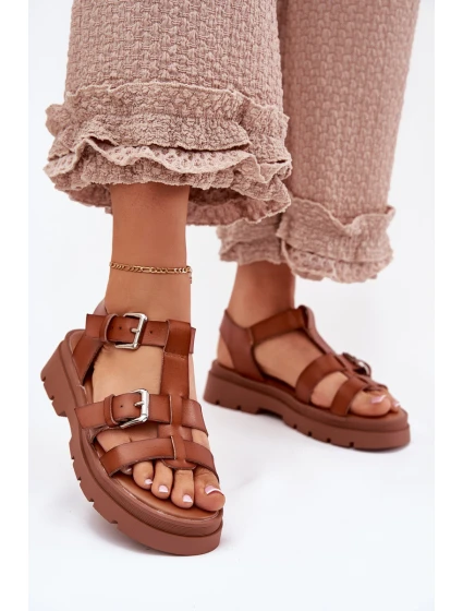 Dámské Sandály Eko Kůže S Přezkami Camel model 21699613 - Boto Dámské Sandály Eko Kůže S Přezkami Camel model 21699613 - Boto