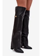 Zateplené kozačky s  za koleno  černé model 21707713 - Boto