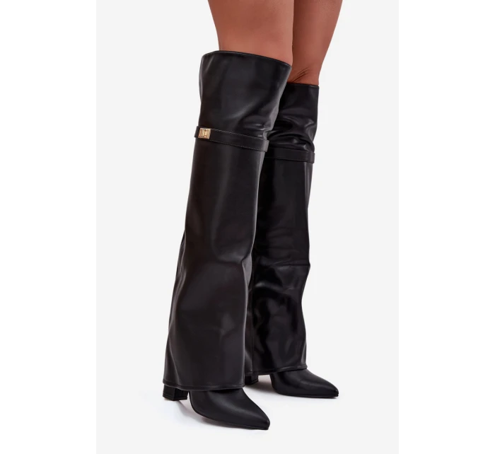 Zateplené kozačky s  za koleno  černé model 21707713 - Boto