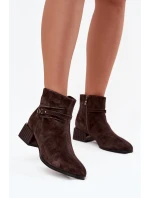Dámské boty z přírodního semiše na klínu zateplené model 21715526 čokoládové - D&A