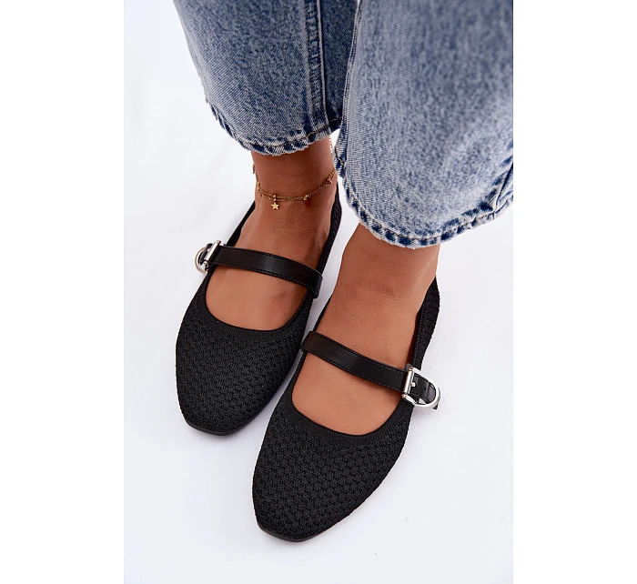 Textilní baleríny s páskem a přezkou model 22122509 - Boto