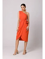 K160 Šaty na jedno rameno - korálové