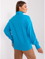 Modrý dámský svetr s manžetami
