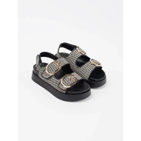 Stylové  sandály dámské černé platforma