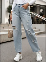 Dámské džíny balonového střihu s odřením modré FashionStreet UY2980