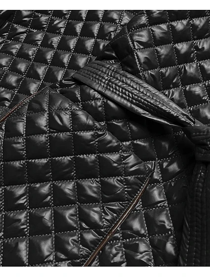 Černá prošívaná dámská bunda s páskem model 17099508 - ROSSE LINE Černá prošívaná dámská bunda s páskem model 17099508 - ROSSE LINE