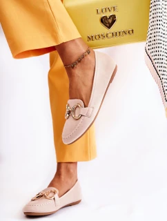 Dámské semišové mokasíny s zdobením béžove model 21589569 - Boto