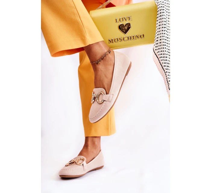 Dámské semišové mokasíny s zdobením béžove model 21589569 - Boto