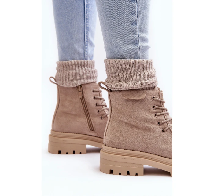 Dámské Boty Na Zip Bežové model 21636271 - Boto Dámské Boty Na Zip Bežové model 21636271 - Boto