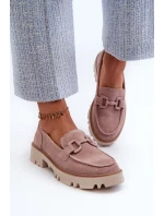 Dámské semišové mokasíny s ozdobou béžové D&A TW117 Béžové