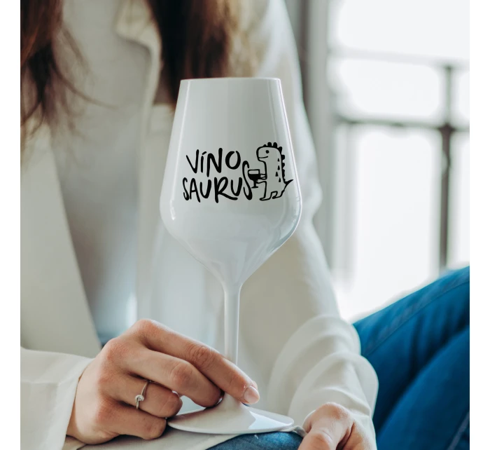 VÍNOSAURUS - bílá nerozbitná sklenice na víno 470 ml