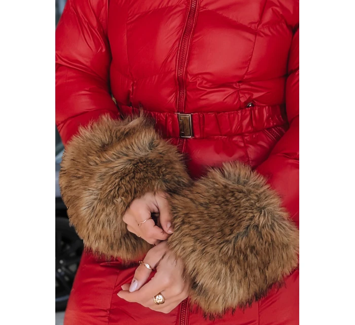 Dámská prošívaná zimní bunda s kapucí červená FashionStreet TY5321