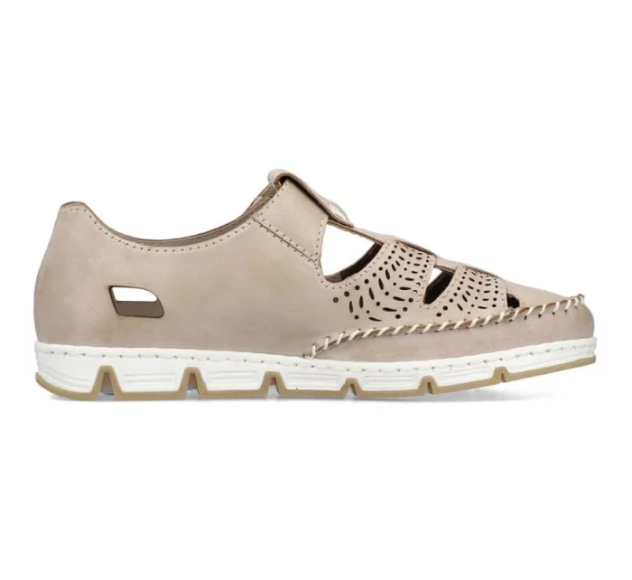 Rieker W RKR651 béžové kožené polobotky s háčkem a smyčkou