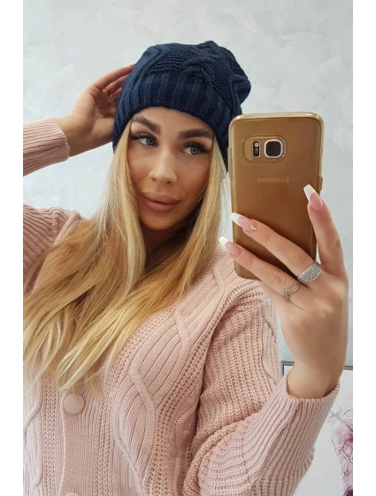 Fleecová čepice navy blue model 18750813 - K-Fashion Fleecová čepice navy blue model 18750813 - K-Fashion