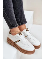 Pohodlné dámské sportovní boty na platformě Bíle Devan