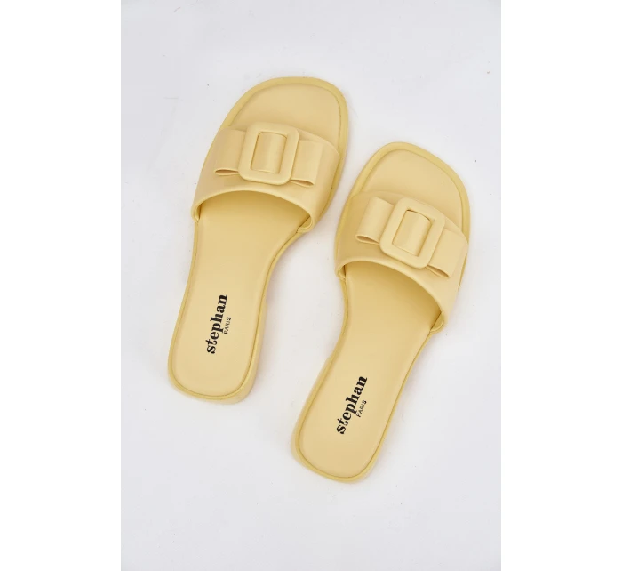 Dámské nazouváky s nízkým podpatkem s přezkou Žluté Melivra