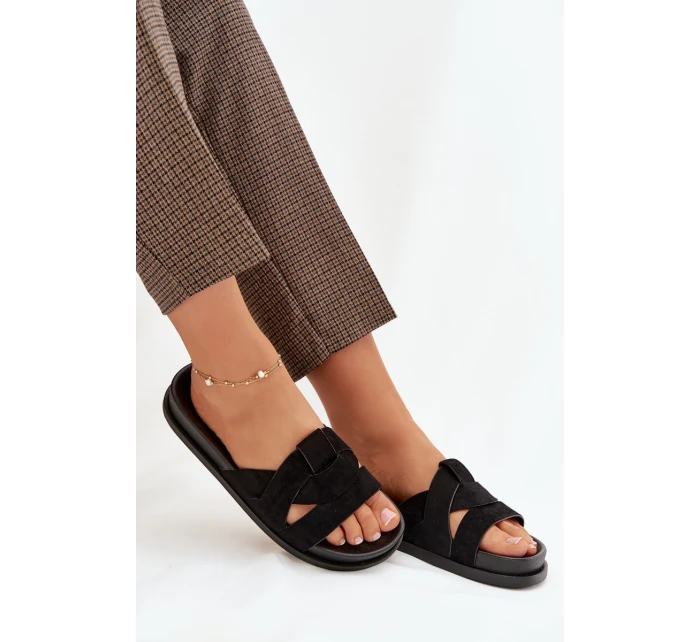 Dámské pantofle Eko semiš s pásky Černé model 21918922 - Boto