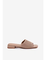 Materiálové dámské pantofle na plochém podpatku tmavě béžové Belissea