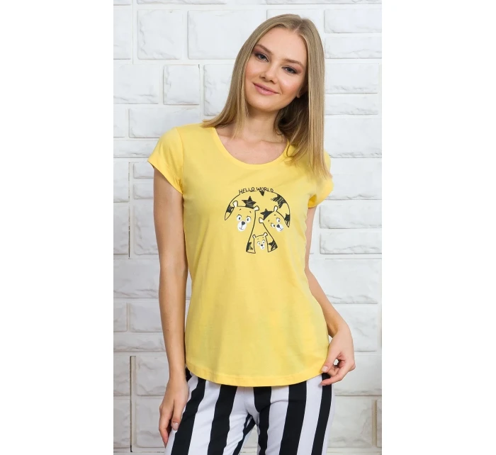 Dámské pyžamo kapri Hello world Dámské pyžamo kapri Hello world