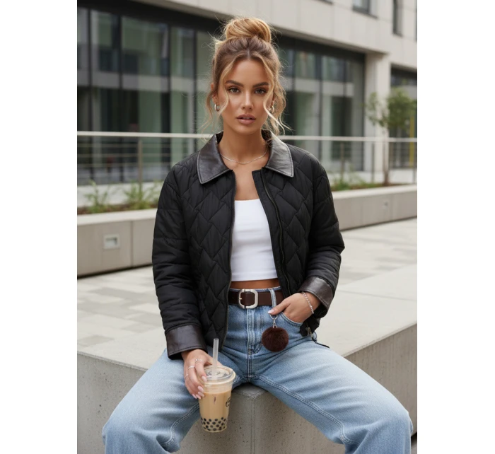 Dámská přechodná prošívaná bunda černá FashionStreet TY5622 Dámská přechodná prošívaná bunda černá FashionStreet TY5622