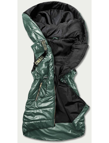Zelená lesklá vesta s kapucí (B8130-10)