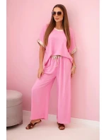 Viskózový komplet se zlatým lemováním světle růžová Viskózový komplet se zlatým lemováním světle růžová