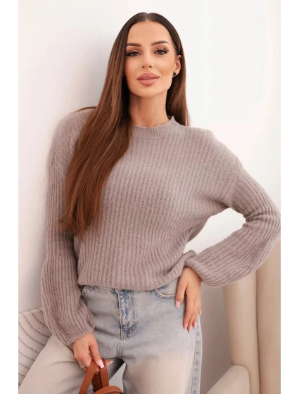 Svetr dámský z baby alpaky s bufkovými rukávy fango