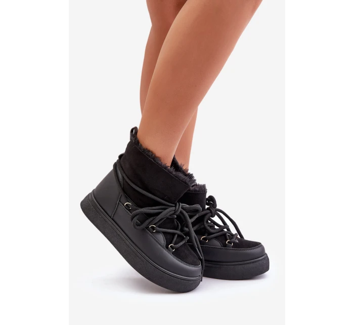 Dámské Sněhule Na Platformě Zateplené Kožíškem Černé Aziara Dámské Sněhule Na Platformě Zateplené Kožíškem Černé Aziara