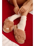 Kožešinové domácí pantofle pro ženy s se pásky Camel model 21708380 - EVENTO Kožešinové domácí pantofle pro ženy s se pásky Camel model 21708380 - EVENTO