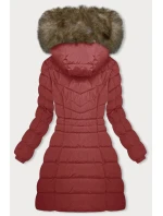 Tmavě červená péřová dámská zimní bunda model 21246025 - LHD